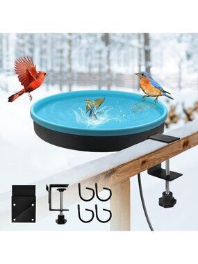 Heated Outdoor Bird Bath for Winter - 75W Thermostatic, Detachable Mounting